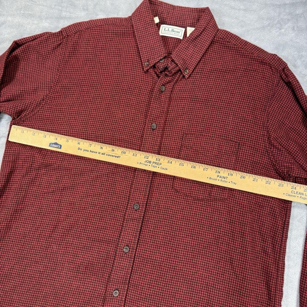 L.L. Bean Men's Large Chamois Cotton Flannel Shirt Shacket Red Black Plaid - Picture 4 of 7